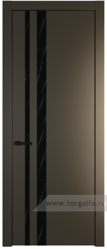 Дверь со стеклом ProfilDoors 20PW Неро мрамор с молдингом Черный матовый (Перламутр бронза)