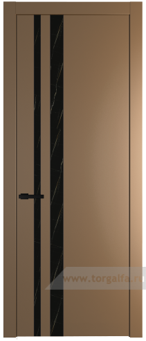 Дверь со стеклом ProfilDoors 20PW Неро мрамор с молдингом Черный матовый (Перламутр золото)