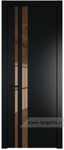 Дверь со стеклом ProfilDoors 20PW Зеркало Bronza с молдингом Черный матовый (Блэк)