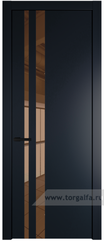 Дверь со стеклом ProfilDoors 20PW Зеркало Bronza с молдингом Черный матовый (Нэви Блу (RAL 7016))