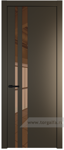 Дверь со стеклом ProfilDoors 20PW Зеркало Bronza с молдингом Черный матовый (Перламутр бронза)