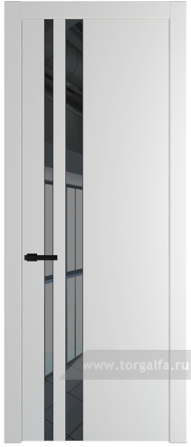 Дверь со стеклом ProfilDoors 20PW Зеркало Grey с молдингом Черный матовый (Крем Вайт (RAL 120-02))