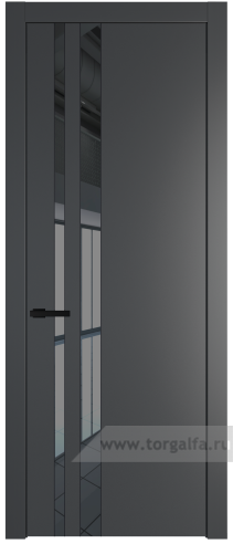 Дверь со стеклом ProfilDoors 20PW Зеркало Grey с молдингом Черный матовый (Графит (Pantone 425С))
