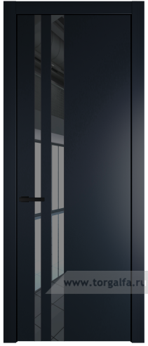 Дверь со стеклом ProfilDoors 20PW Зеркало Grey с молдингом Черный матовый (Нэви Блу (RAL 7016))