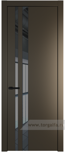 Дверь со стеклом ProfilDoors 20PW Зеркало Grey с молдингом Черный матовый (Перламутр бронза)