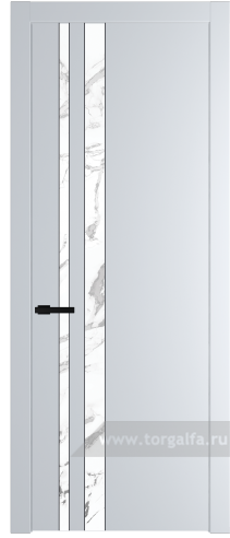Дверь со стеклом ProfilDoors 20PW Нефи белый узор серебро с молдингом Черный матовый (Вайт (RAL 110 96 02))