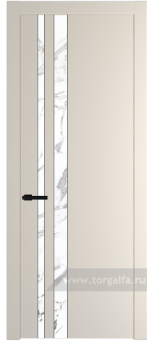 Дверь со стеклом ProfilDoors 20PW Нефи белый узор серебро с молдингом Черный матовый (Кремовая Магнолия (RAL 120-04))