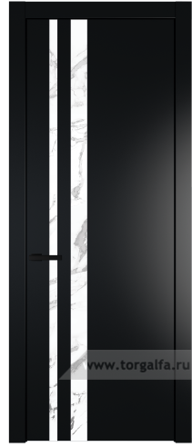 Дверь со стеклом ProfilDoors 20PW Нефи белый узор серебро с молдингом Черный матовый (Блэк)