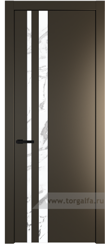 Дверь со стеклом ProfilDoors 20PW Нефи белый узор серебро с молдингом Черный матовый (Перламутр бронза)