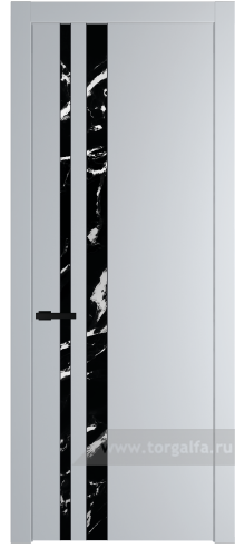 Дверь со стеклом ProfilDoors 20PW Нефи черный узор серебро с молдингом Черный матовый (Лайт Грей (RAL 870-01))