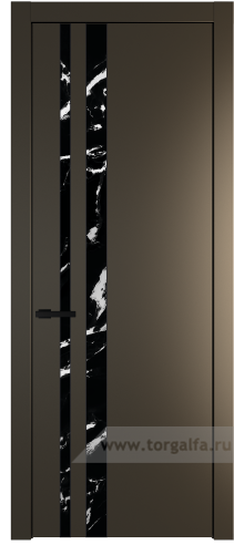 Дверь со стеклом ProfilDoors 20PW Нефи черный узор серебро с молдингом Черный матовый (Перламутр бронза)
