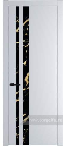 Дверь со стеклом ProfilDoors 20PW Нефи черный узор золото с молдингом Черный матовый (Вайт (RAL 110 96 02))