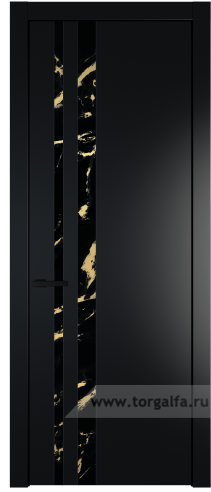 Дверь со стеклом ProfilDoors 20PW Нефи черный узор золото с молдингом Черный матовый (Блэк)