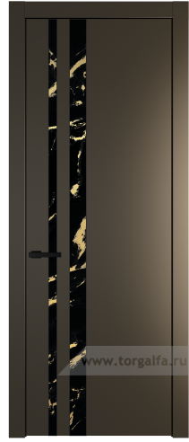 Дверь со стеклом ProfilDoors 20PW Нефи черный узор золото с молдингом Черный матовый (Перламутр бронза)