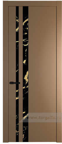Дверь со стеклом ProfilDoors 20PW Нефи черный узор золото с молдингом Черный матовый (Перламутр золото)