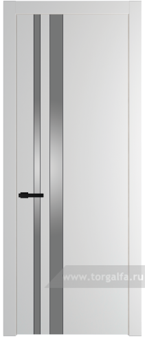 Дверь со стеклом ProfilDoors 20PW Lacobel Серебряный лак с молдингом Черный матовый (Крем Вайт (RAL 120-02))