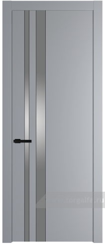 Дверь со стеклом ProfilDoors 20PW Lacobel Серебряный лак с молдингом Черный матовый (Смоки (RAL 870-02))