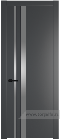 Дверь со стеклом ProfilDoors 20PW Lacobel Серебряный лак с молдингом Черный матовый (Графит (Pantone 425С))
