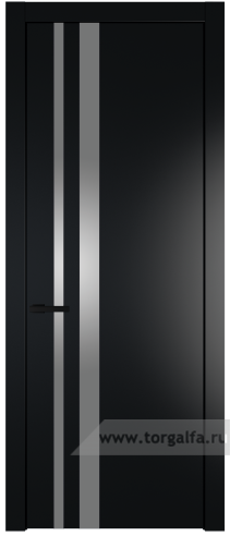 Дверь со стеклом ProfilDoors 20PW Lacobel Серебряный лак с молдингом Черный матовый (Блэк)