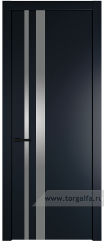 Дверь со стеклом ProfilDoors 20PW Lacobel Серебряный лак с молдингом Черный матовый (Нэви Блу (RAL 7016))