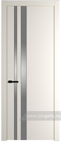 Дверь со стеклом ProfilDoors 20PW Lacobel Серебряный лак с молдингом Черный матовый (Перламутр белый)