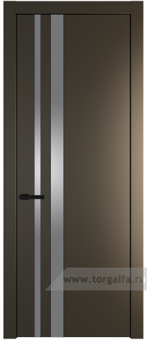 Дверь со стеклом ProfilDoors 20PW Lacobel Серебряный лак с молдингом Черный матовый (Перламутр бронза)