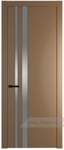 Дверь со стеклом ProfilDoors 20PW Lacobel Серебряный лак с молдингом Черный матовый (Перламутр золото)