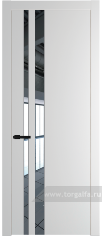 Дверь со стеклом ProfilDoors 20PW Зеркало с молдингом Черный матовый (Крем Вайт (RAL 120-02))