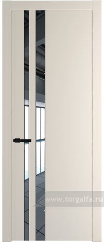 Дверь со стеклом ProfilDoors 20PW Зеркало с молдингом Черный матовый (Кремовая Магнолия (RAL 120-04))