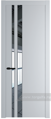 Дверь со стеклом ProfilDoors 20PW Зеркало с молдингом Черный матовый (Лайт Грей (RAL 870-01))