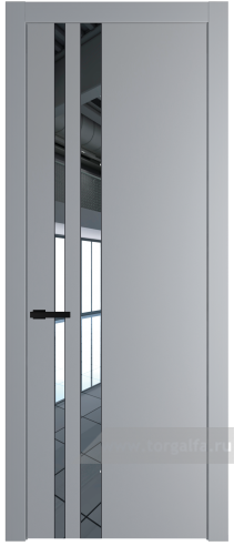 Дверь со стеклом ProfilDoors 20PW Зеркало с молдингом Черный матовый (Смоки (RAL 870-02))