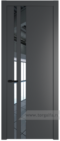 Дверь со стеклом ProfilDoors 20PW Зеркало с молдингом Черный матовый (Графит (Pantone 425С))