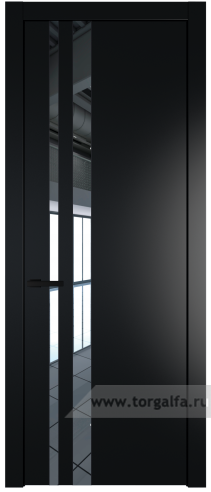 Дверь со стеклом ProfilDoors 20PW Зеркало с молдингом Черный матовый (Блэк)