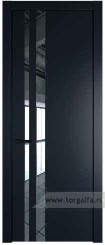 Дверь со стеклом ProfilDoors 20PW Зеркало с молдингом Черный матовый (Нэви Блу (RAL 7016))