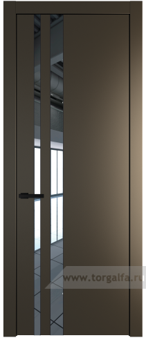 Дверь со стеклом ProfilDoors 20PW Зеркало с молдингом Черный матовый (Перламутр бронза)