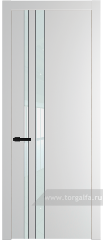 Дверь со стеклом ProfilDoors 20PW Lacobel Белый лак с молдингом Черный матовый (Крем Вайт (RAL 120-02))