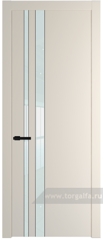 Дверь со стеклом ProfilDoors 20PW Lacobel Белый лак с молдингом Черный матовый (Кремовая Магнолия (RAL 120-04))