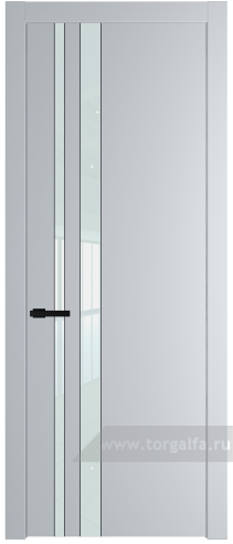Дверь со стеклом ProfilDoors 20PW Lacobel Белый лак с молдингом Черный матовый (Лайт Грей (RAL 870-01))