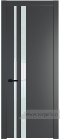 Дверь со стеклом ProfilDoors 20PW Lacobel Белый лак с молдингом Черный матовый (Графит (Pantone 425С))