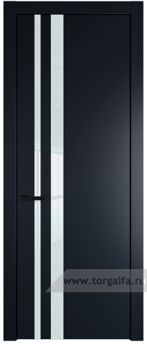 Дверь со стеклом ProfilDoors 20PW Lacobel Белый лак с молдингом Черный матовый (Нэви Блу (RAL 7016))