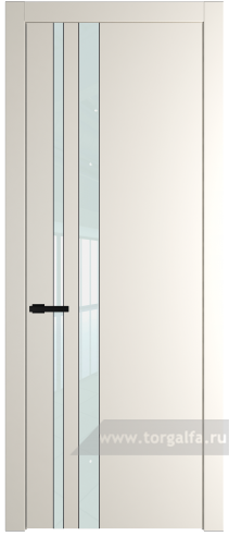 Дверь со стеклом ProfilDoors 20PW Lacobel Белый лак с молдингом Черный матовый (Перламутр белый)