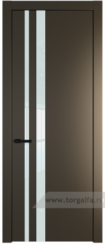 Дверь со стеклом ProfilDoors 20PW Lacobel Белый лак с молдингом Черный матовый (Перламутр бронза)