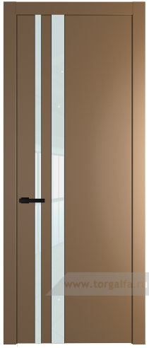 Дверь со стеклом ProfilDoors 20PW Lacobel Белый лак с молдингом Черный матовый (Перламутр золото)