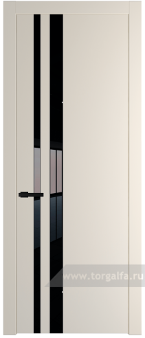 Дверь со стеклом ProfilDoors 20PW Lacobel Черный лак с молдингом Черный матовый (Кремовая Магнолия (RAL 120-04))