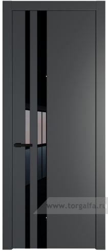 Дверь со стеклом ProfilDoors 20PW Lacobel Черный лак с молдингом Черный матовый (Графит (Pantone 425С))