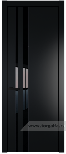 Дверь со стеклом ProfilDoors 20PW Lacobel Черный лак с молдингом Черный матовый (Блэк)