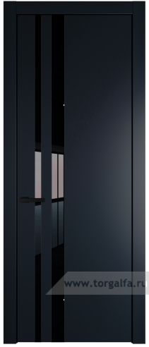 Дверь со стеклом ProfilDoors 20PW Lacobel Черный лак с молдингом Черный матовый (Нэви Блу (RAL 7016))