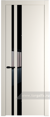 Дверь со стеклом ProfilDoors 20PW Lacobel Черный лак с молдингом Черный матовый (Перламутр белый)