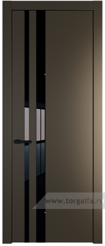 Дверь со стеклом ProfilDoors 20PW Lacobel Черный лак с молдингом Черный матовый (Перламутр бронза)