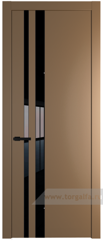Дверь со стеклом ProfilDoors 20PW Lacobel Черный лак с молдингом Черный матовый (Перламутр золото)